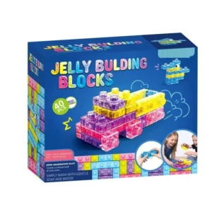Soft Jelly Building Blocks for Kids, Flexible Translucent Interlocking Toy Bricks,